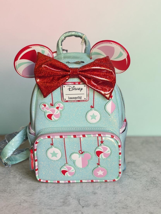 Loungefly Handbags - Loungefly Disney Minnie Holiday Peppermint Ornaments Mini Backpack (NWT) (HTF)
